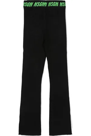 Msgm Pantalones tejidos de canalé con logo estampado