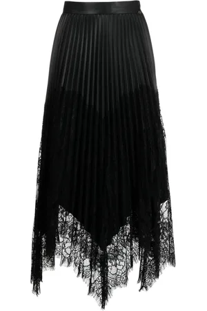 NISSA Falda midi con diseño plisado y ribete de encaje