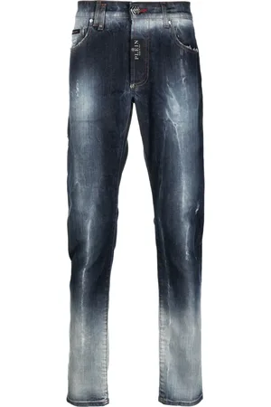 Philipp Plein Jeans rectos con efecto envejecido