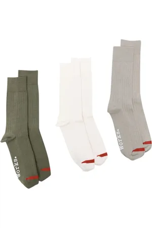 Universal Works Set de calcetines tejidos de canalé con logo bordado