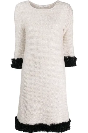CHARLOTT Vestido bouclé acampanado con ribetes en contraste