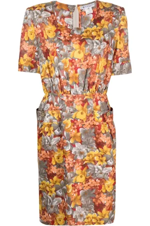 Lanvin Vestido midi con estampado floral 1980