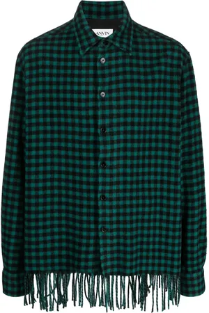 Lanvin Camisa con motivo de cuadros y flecos