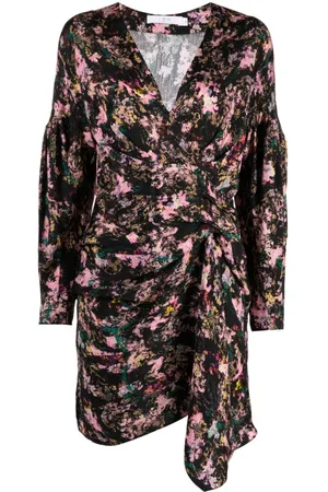 IRO Vestido estampado con detalle fruncido