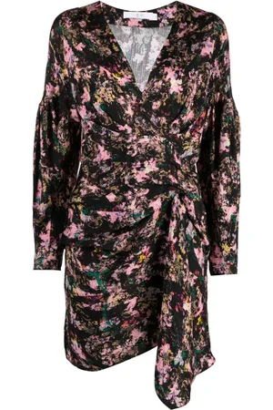 IRO Vestido estampado con detalle fruncido