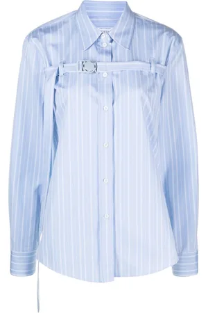 OFF-WHITE Camisa con detalle de arnés y estampado de rayas