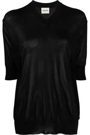 Khaite Sudadera de tejido fino con cuello en V