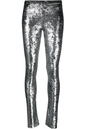 JUNYA WATANABE Leggins metalizados con tiro alto y efecto metalizado