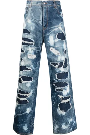 John Richmond Jeans anchos con detalles rasgados