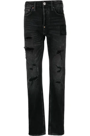 Evisu Jeans con tiro medio y efecto envejecido