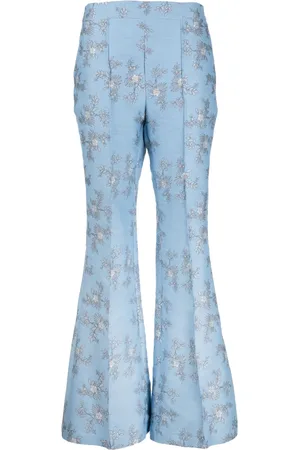 Macgraw Pantalones acampanados con motivo floral en jacquard Circa 72