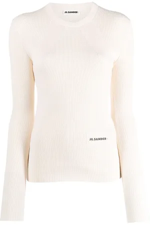 Jil Sander Top tejido de canalé con parche del logo