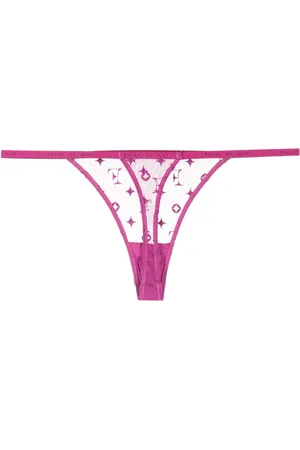 FLEUR DU MAL Tanga transparente con monograma bordado