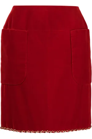 CHANEL Falda corta de terciopelo con ribete de cadena 1990