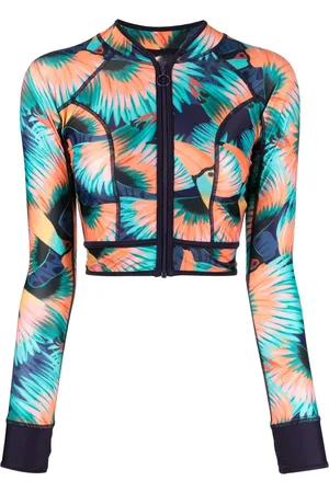 Duskii Top de playa corto con estampado tucanes