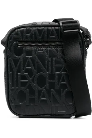 Armani Exchange Mochila tipo mensajero con logo en relieve