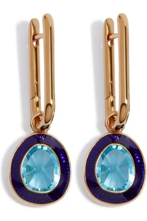ANNOUSHKA Arracadas Knuckle en oro amarillo de 14kt con topacio