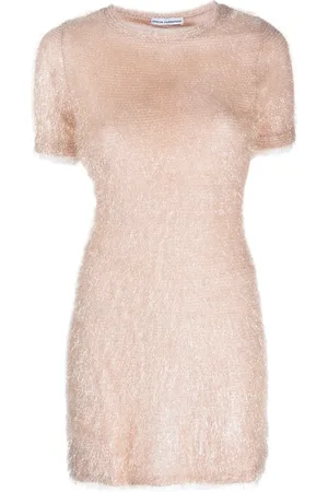 Paco rabanne Vestido corto manga corta con hilos metalizados