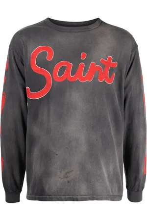 SAINT MXXXXXX Playera con efecto envejecido y logo estampado