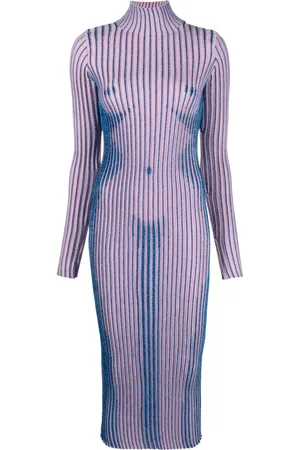 Jean Paul Gaultier Vestido con rayas metalizadas