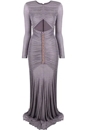 Elisabetta Franchi Vestido largo con detalles de strass y abertura