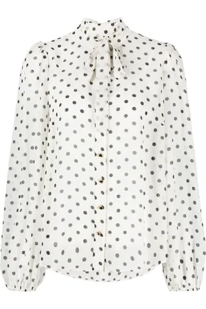 ZIMMERMANN Blusa con moño en el cuello y estampado de lunares