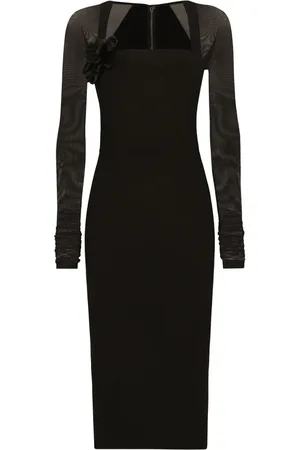 Dolce & Gabbana Vestido midi con mangas de tul