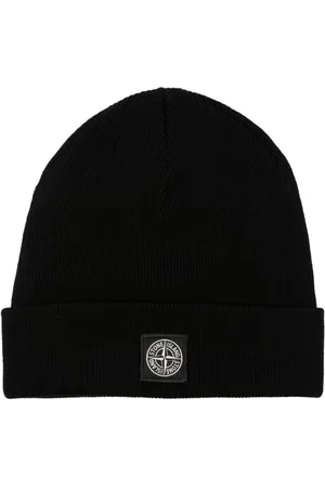 Stone Island Gorro tejido de canalé con parche del logo