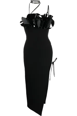 DAVID KOMA Vestido midi con apliques florales