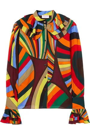Puccini Blusa con volantes y estampado abstracto