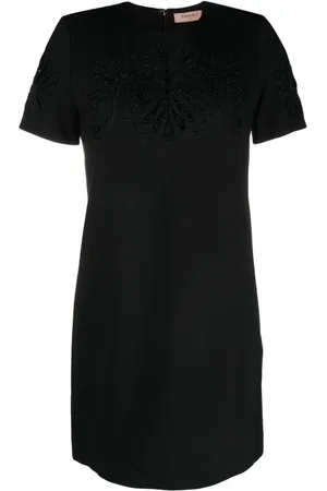 Twin-Set Vestido corto manga corta bordado con lentejuelas