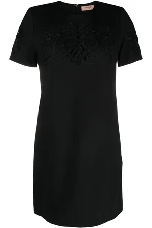 Twin-Set Vestido corto manga corta bordado con lentejuelas