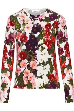 Oscar de la Renta Cárdigan Hollyhocks con estampado floral