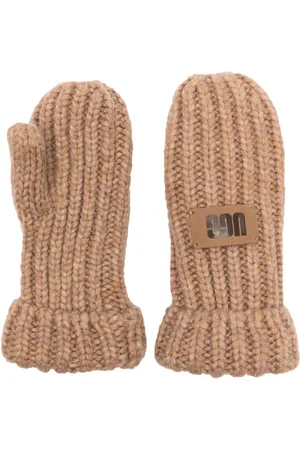 UGG Guantes de tejido grueso con parche del logo