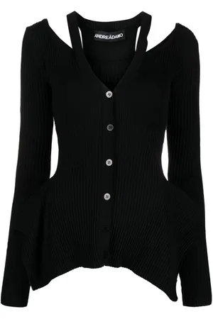 ANDREADAMO Cárdigan tejido de canalé con peplum