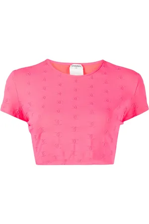 CHANEL Playera corta con logo CC bordado 1997