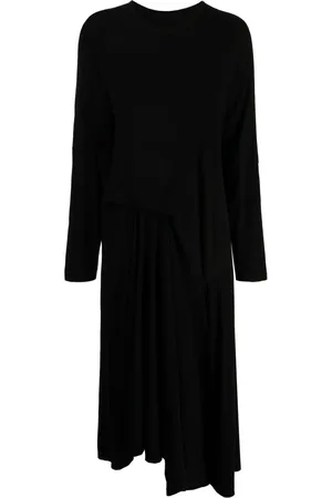 YOHJI YAMAMOTO Vestido largo con diseño drapeado manga larga
