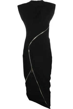 GENNY Vestido midi con diseño asimétrico y cierre