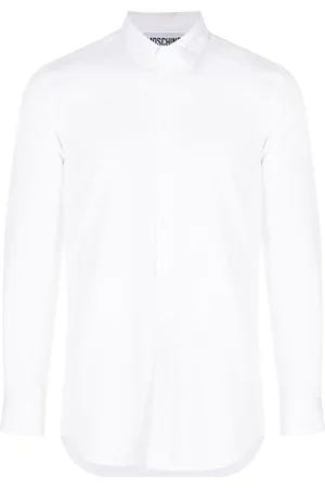 Moschino Logo-embroidered long-sleeve cotton shirt