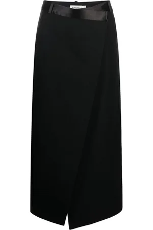 Simkhai Falda midi con diseño cruzado y cinturón satinado
