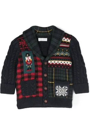 Ralph Lauren Cárdigan en tejido de ochos con diseño patchwork