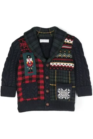Ralph Lauren Cárdigan en tejido de ochos con diseño patchwork