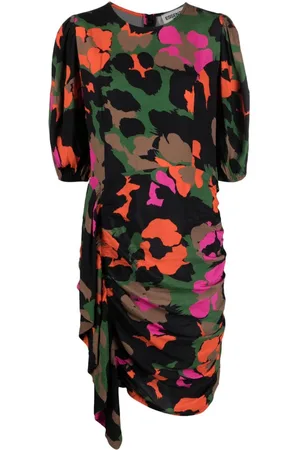 Essentiel Antwerp Vestido con estampado floral y detalle drapeado