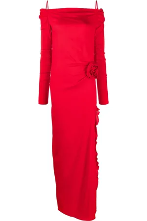 BLUMARINE Vestido con un hombro descubierto y aplique floral
