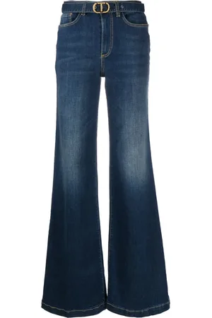 Twin-Set Jeans anchos con tiro alto y placa del logo