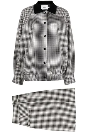 B+AB Traje de falda con botones y cuadros estampados