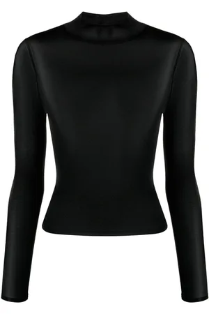 Courrèges Top semitransparente con logo bordado