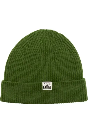 BONTON Gorro tejido de canalé con parche del logo