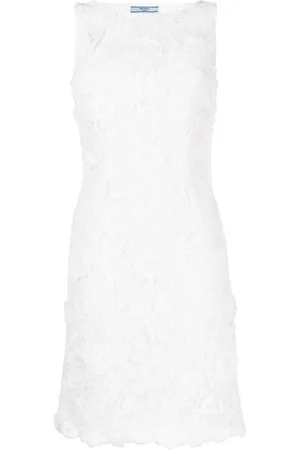 Prada Vestido con bordado inglés y motivo floral
