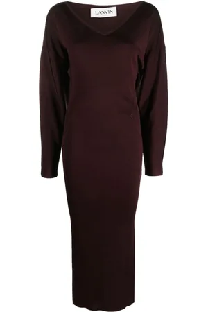Lanvin Vestido midi con cuello en V